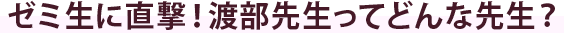 ゼミ生に直撃！渡部先生ってどんな先生？