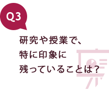 Q3 研究や授業で、特に印象に残っていることは？